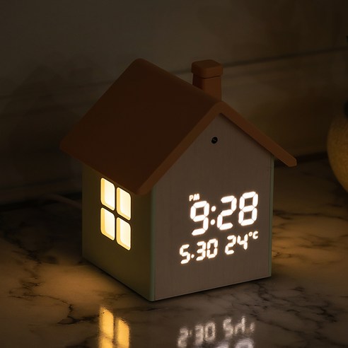 플라이토 무드홈 인테리어 LED 탁상시계, 화이트