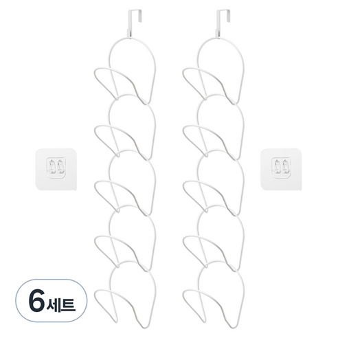 제이밀 모자 벽걸이 후크 세트, 화이트, 6세트