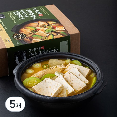 김구원선생 국산두부가 들어간 전통 된장찌개 밀키트, 356g, 5개