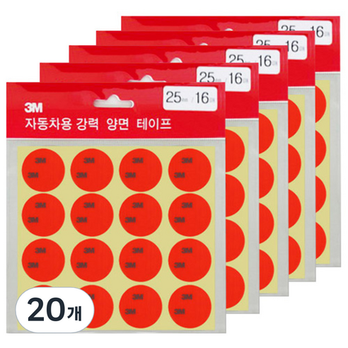 3M 원형 아크릴폼 양면테이프 흰색 25mm, 20개