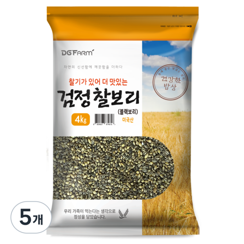 대구농산 건강한 밥상 검정찰보리 블랙보리, 4kg, 5개