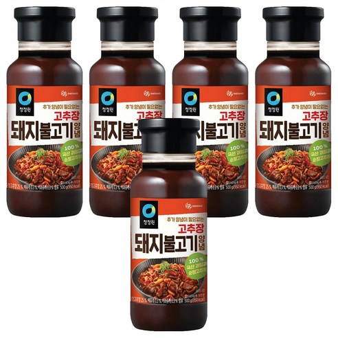 청정원 고추장 돼지불고기 양념, 500g, 5개