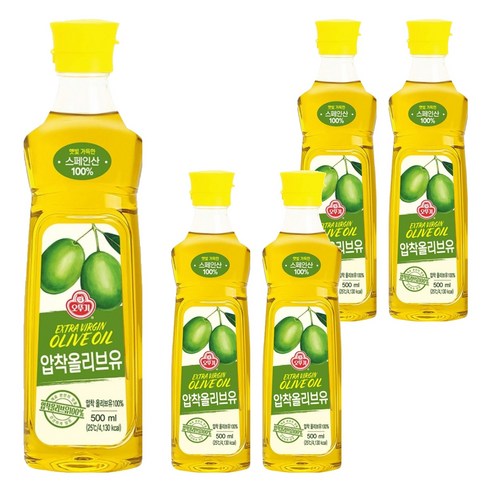 오뚜기 압착 올리브유, 500ml, 5개