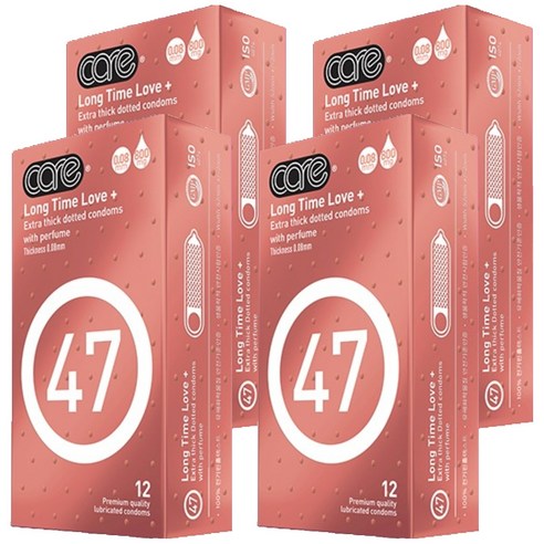 care 47 롱 러브 도트형 Thick 0.08mm 일반형 콘돔, 4개, 12개입