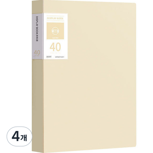 서류정리 A4 클리어파일 40p, 베이지, 4개