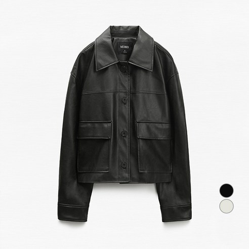 미쏘 여성용 레더 스탠카라 자켓