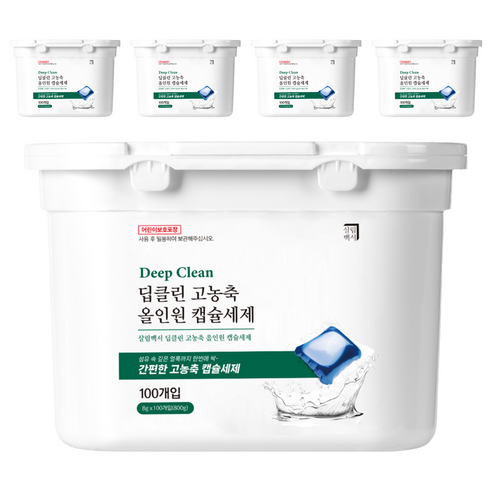 살림백서 딥클린 고농축 올인원 캡슐세제 에이프릴향, 5개, 100개입
