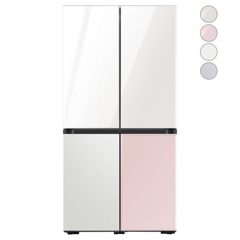 [색상선택형] 삼성전자 비스포크 프리스탠딩 냉장고 방문설치, RF85A9241AP, 글램 화이트 + 코타 화이트 + 글램 핑크