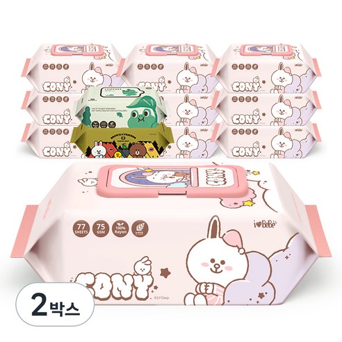 아이러브베베 라인프렌즈 드림프렌즈 코니 캡형 77매 10팩 +휴대용2팩 랜덤발송 세트, 2개