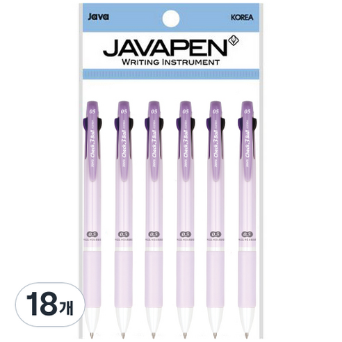 자바펜 체크 3볼 멀티펜 0.5mm, 바이올렛, 18개