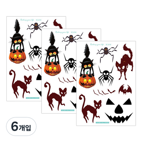 파티복닷컴 할로윈 상처 타투 스티커, SC818, 6개입