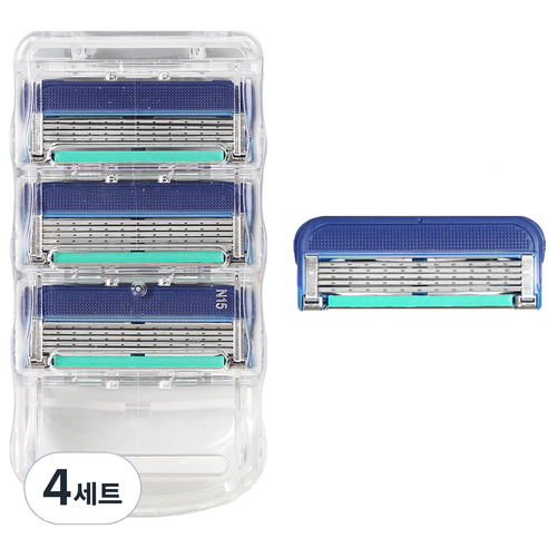 온비유 질레트 호환 프리미엄 밀착 5중 면도날 퓨전 매뉴얼, 4개입, 4세트