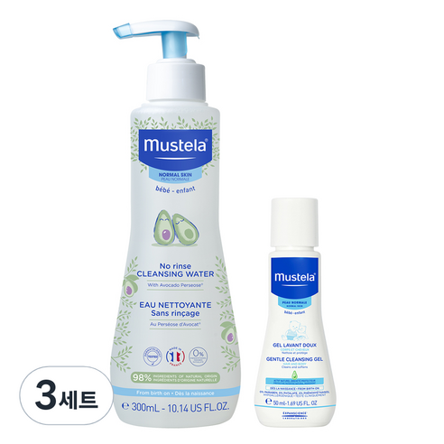 무스텔라 노-린스 클렌징 워터 300ml + 젠틀 클렌징 젤 50ml 세트, 3세트
