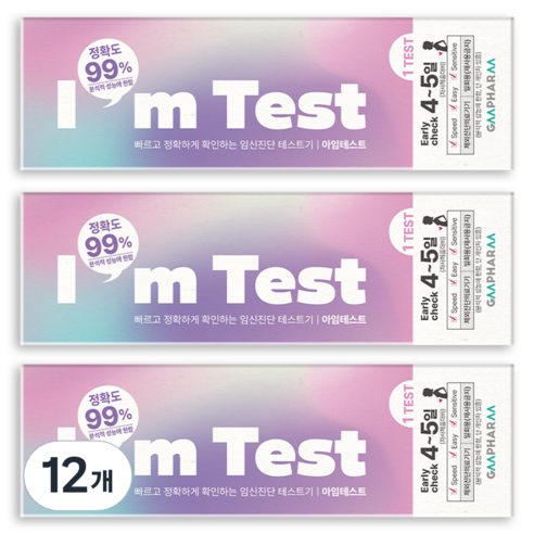 지엠팜 아임 테스트 얼리체크 임신테스트기, 1개입, 12개