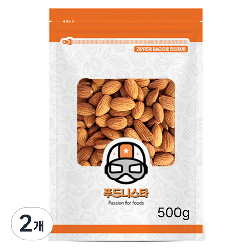푸드니스타 생 아몬드, 500g, 2개