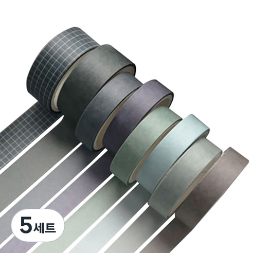 미빌 문구 베이직 패턴 마스킹 테이프 8종 세트, 블루스톤, 5세트