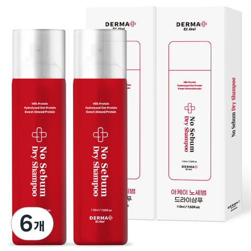 아케이 더마 노세범 드라이샴푸 휴대용 우디머스크향, 110ml, 6개