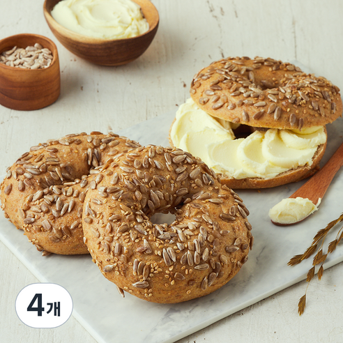 브로드카세 발효종 씨앗 통밀 베이글, 110g, 3개입, 4개
