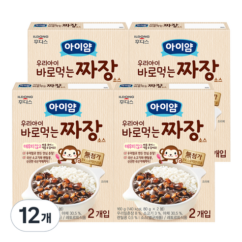 아이얌 우리아이 바로먹는 짜장 80g x 2p, 짜장맛, 160g, 12개