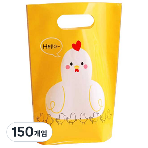 이홈베이킹 비닐 쇼핑백 스탠드형, 헬로꼬꼬, 150개입