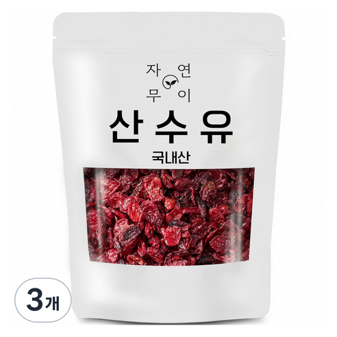 자연무이 씨를 제거한 국내산 구례 산수유, 200g, 3개