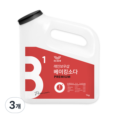 레인보우샵 베이킹소다 프리미엄 세정제 왕톡톡이 본품, 1kg, 3개