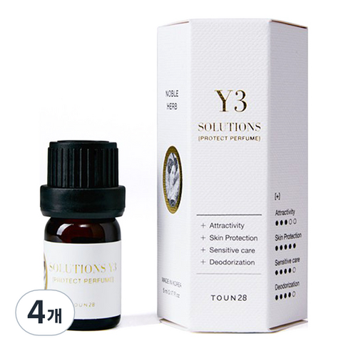 톤28 솔루션즈 Y 프로텍트 여성 청결 퍼퓸 Y3 Noble Herb, 5ml, 4개