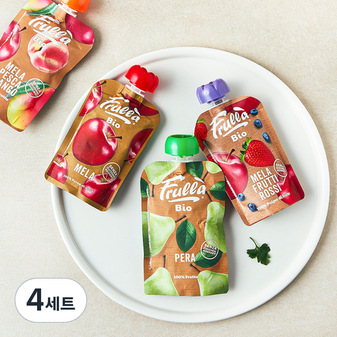 푸루라 유기농 사과 퓨레 100g + 배 퓨레 100g + 사과 블루베리 딸기 퓨레 100g + 사과 복숭아 망고 퓨레 100g 세트, 400g, 4세트