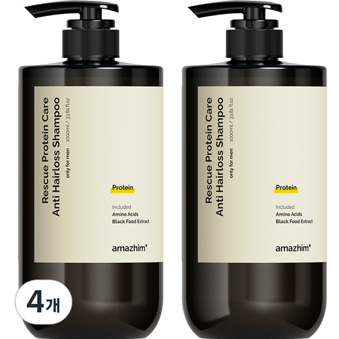 어메즈힘 레스큐 단백질 케어 탈모 대용량 샴푸, 4개, 1000ml