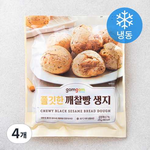 곰곰 쫄깃한 깨찰빵 생지 (냉동), 276g, 4개