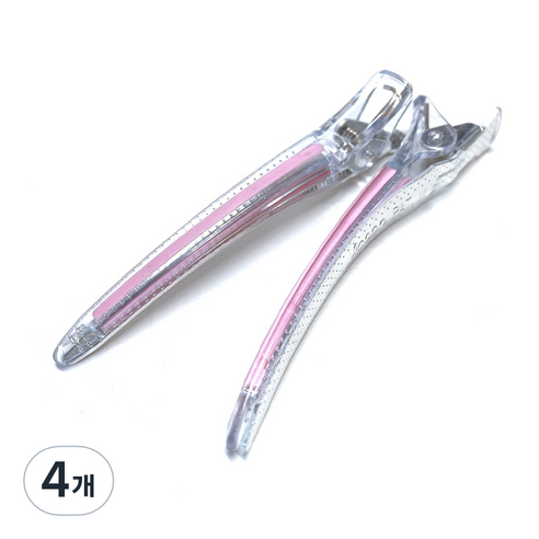 다카라 크리스탈 헤어클립 대 120mm, 4개, 투명 + 핑크