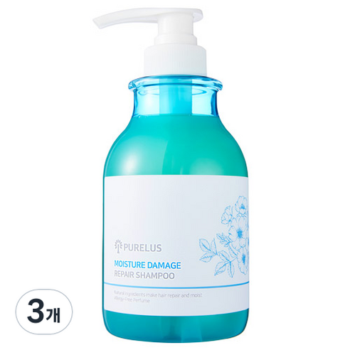 퓨어러스 모이스처 데미지 리페어 샴푸 동백꽃향, 3개, 530ml