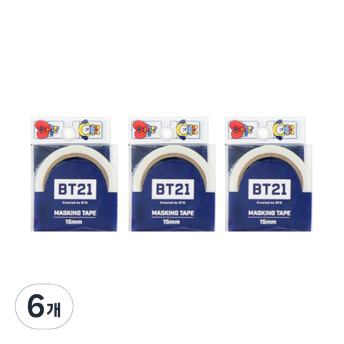 라인프렌즈 BT21 마스킹테이프 15mm, 단체, 6개