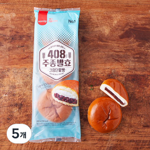 삼립 408시간 주종발효 크림단팥빵, 3개입, 5개