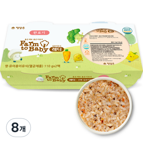 팜투베이비 레디 실온이유식 완료기 닭고기버섯흑미진밥, 110g, 8개