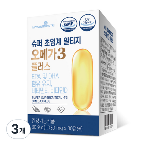 메이준뉴트리 슈퍼 초임계 알티지오메가3 플러스 30.9g, 30캡슐, 3개