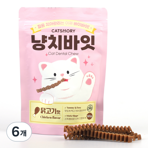 캣츠모리 냥치바잇 스틱, 닭고기, 60g, 6개