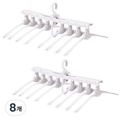 마켓플랜 원터치 접이식 회전 8단 옷걸이, 화이트, 8개