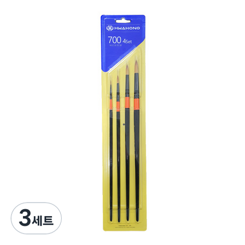 화홍산업 700 수채화붓 세트 4종, 1호, 6호, 10호, 14호, 3세트