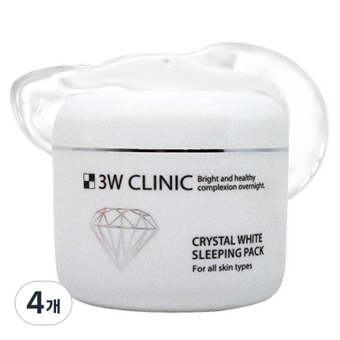 3W클리닉 크리스탈 화이트 슬리핑팩, 4개, 100ml