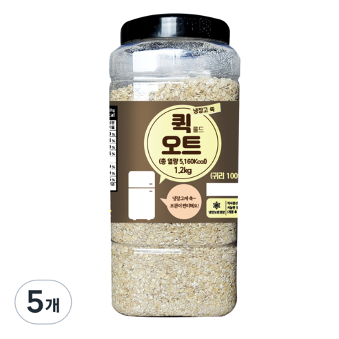 냉장고쏙 퀵 롤드 오트, 1.2kg, 5개