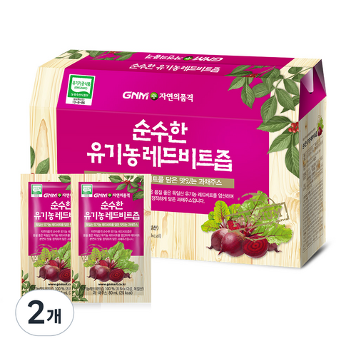 GNM자연의품격 순수한 유기농 레드비트즙, 2.4L, 2개