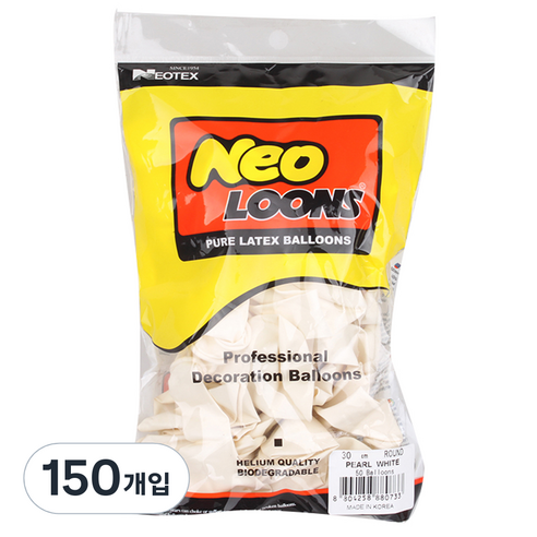 네오룬스 30 cm 라운드풍선, 펄 화이트, 3개