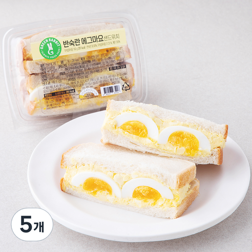 그린래빗 반숙란 에그마요 샌드위치, 160g, 5개