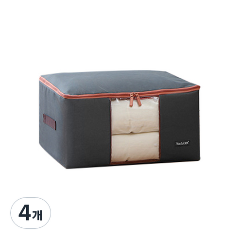 지퍼 옷 패딩 이불 정리함 특대형, 그레이, 4개