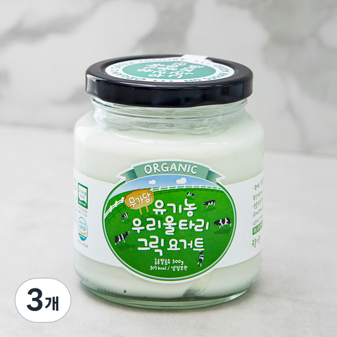 유기농우리울타리 그릭요거트 무가당, 300g, 1개입, 3개