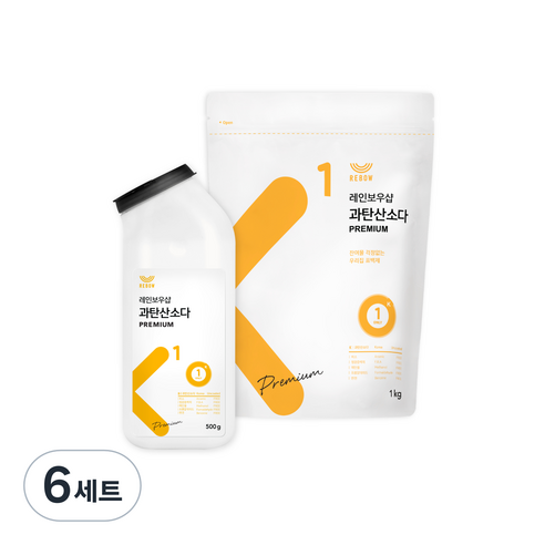 레인보우샵 과탄산소다 프리미엄 500g + 리필 1kg, 6세트