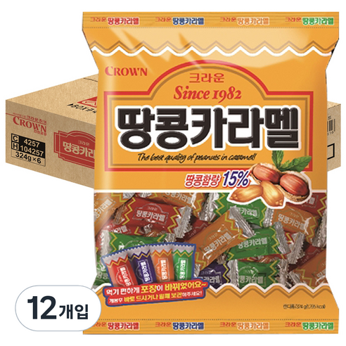크라운 땅콩카라멜, 324g, 12개입