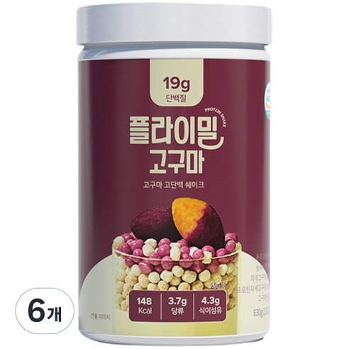 플라이밀 단백질쉐이크 대용량 고구마맛, 630g, 6개