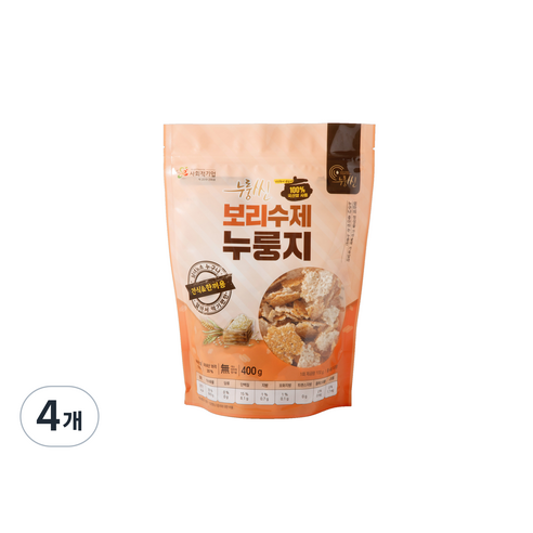 보리 수제 누룽지, 400g, 4개